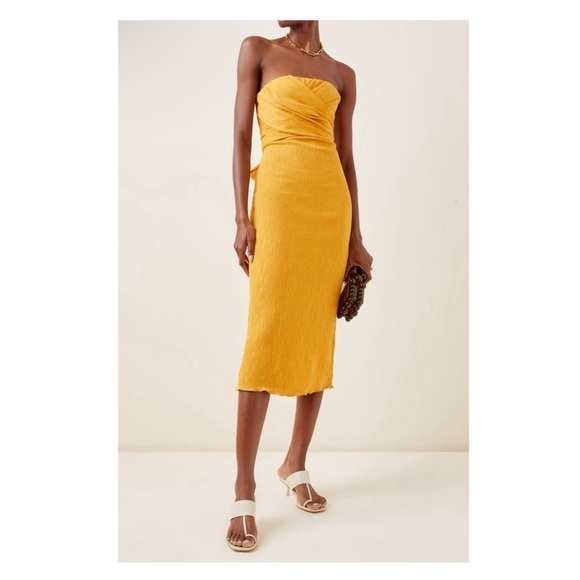 JOHANNA ORTIZ Luna Miel Dress Midi Yellow Sz 6 Strapless Convertible Wrap NWT - Picture 7 of 15